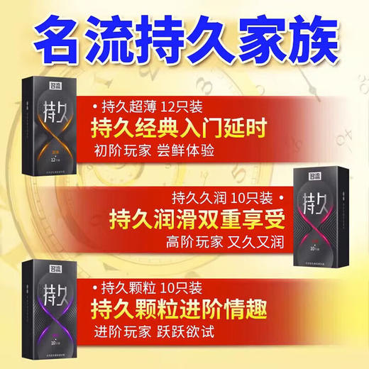 名流延时避孕套超薄安全套男专用持久防狼牙早泄敏感套套龟头情趣用品 【三重持久32只装】超薄+颗粒+久润 商品图2