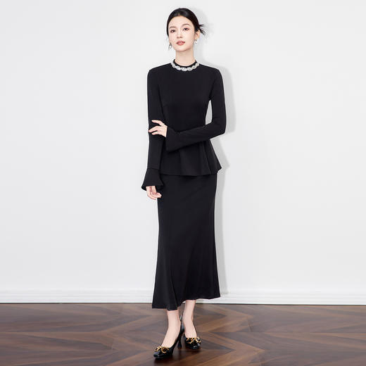 「高货wl」全新升级【铂金会员339/天猫459/差价120】(43711)洛诗琳法式通勤显瘦气质连衣裙2025秋季减龄镶钻收腰裙 商品图0