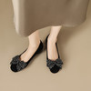 【预售5天】法式绝美亮片浅口蝴蝶结圆头低跟粗跟真皮气质单鞋YS&7233 商品缩略图3