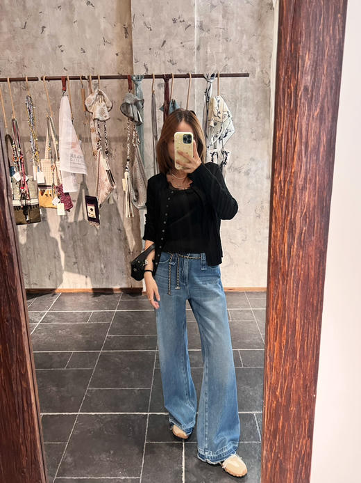 2508403    软牛仔 直筒 牛仔裤，chic松弛 拉毛下摆 商品图6