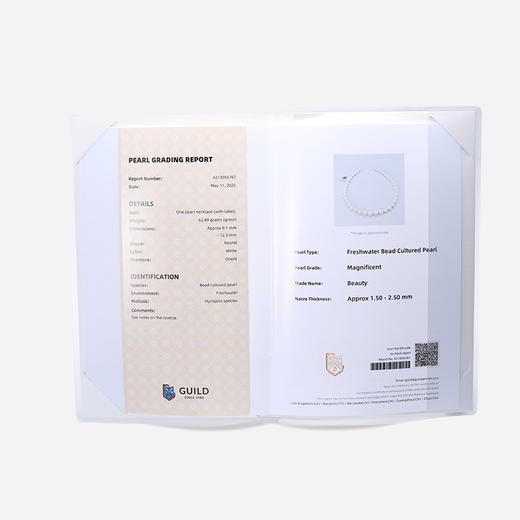 【分销】戴拉珍珠S925银淡水10-12mm有核珍珠项链（吉尔德四星），送礼推荐 商品图3