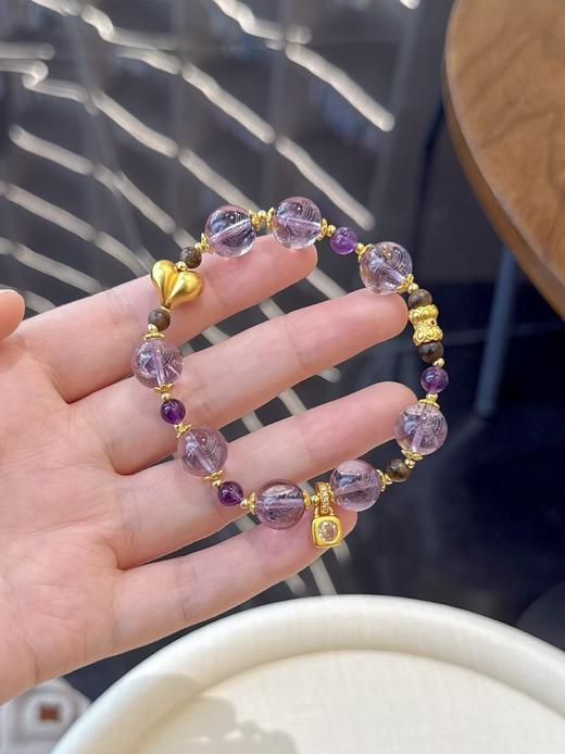 “桃你欢喜”老钱风天然玻利维亚紫水晶手串 JD 商品图3