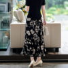 西子/仲夏半裙重磅醋酸缎面黑白水墨碎花印花鱼尾半裙/BQTJ055 商品缩略图6