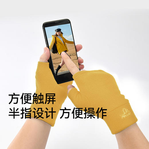 伯希和户外手套男女抓绒半指羊羔绒保暖骑行跑步徒步运动加厚加绒 商品图3