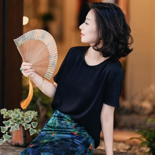 西子/【宣纸白】重磅醋酸圆领通勤度假经典百搭短袖T恤/SYTJ225 商品图3
