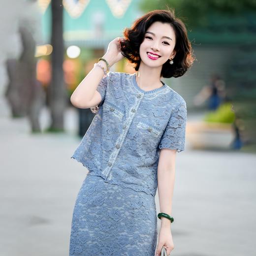西子/法式镂空蕾丝小香风细棉外套半裙套装/WTTJ132 商品图4