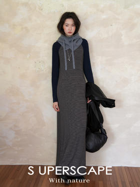 【8/25新品】素舶 莱赛尔轻盈舒适微宽松显瘦版型A摆条纹撞色长袖连衣裙