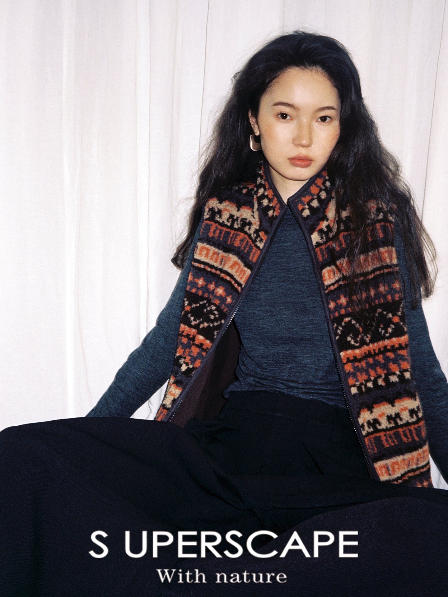 【8/25新品】素舶 费尔岛花纹羊羔毛摇粒绒柔软蓬松拉链立领马甲背心