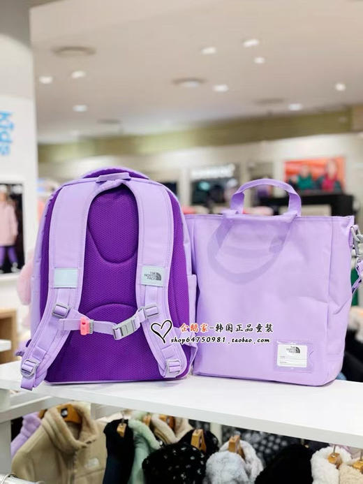韩国订单 正品 The North Face 四件套双肩背包，学生书包,补习包，救生口哨 公仔挂件
粉色，紫色 商品图3