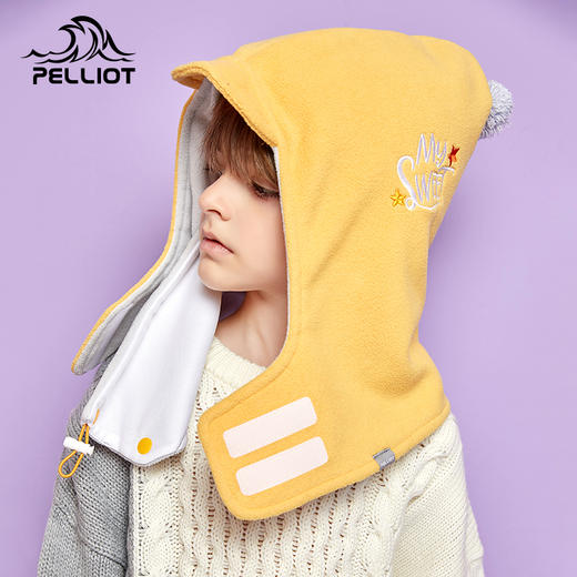 伯希和儿童摇粒绒防风保暖男童帽子口罩护耳围脖秋冬护脸女童帽 商品图3