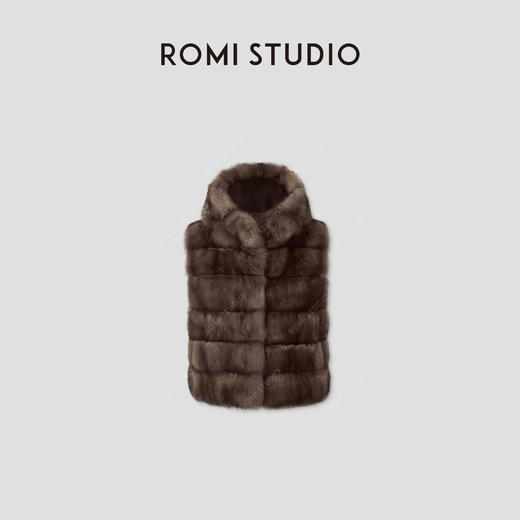 ROMI STUDIO“俄罗斯紫水貂马甲”细腻毛针连帽皮草外套RWCWW85785 商品图0