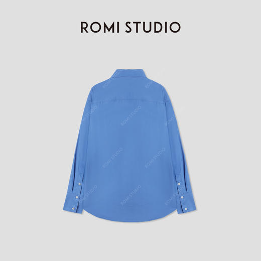 ROMI STUDIO“复古腔调”100匹马棉克莱因蓝挺括宽松衬衫RWCRSY3590 商品图1
