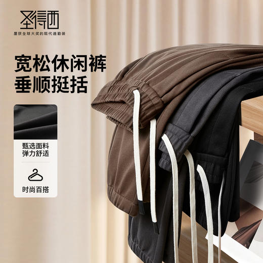 圣得西男士垂顺挺括户外运动休闲裤2025秋季新款弹力舒适宽松长裤 商品图3