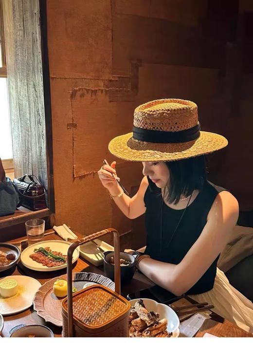 【YW】无忧购法式复古老钱风镂空平顶草帽海边度假风遮阳帽653（截单后3-5天发货) 商品图5