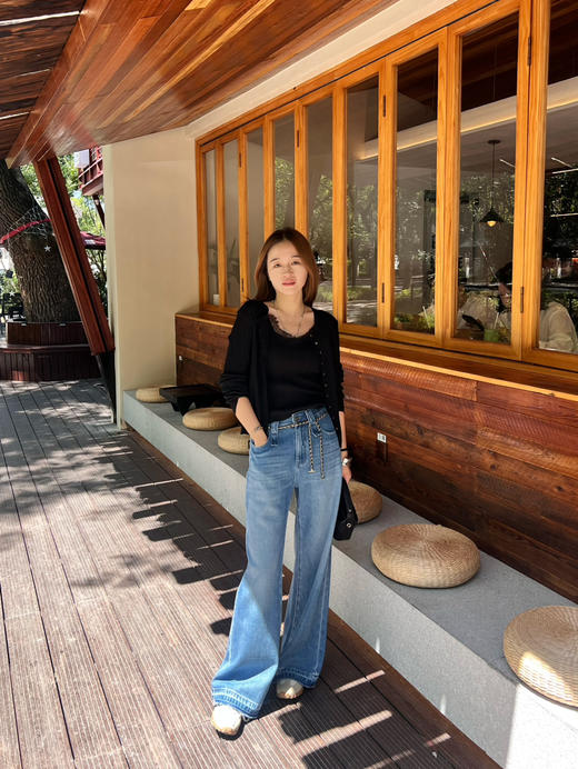 2508403    软牛仔 直筒 牛仔裤，chic松弛 拉毛下摆 商品图3