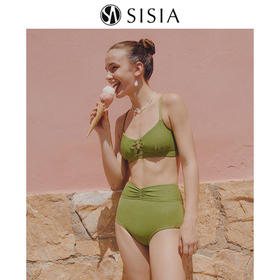 sisia新款法式泳衣女高级感分体保守显瘦海边度假泡温泉泳衣SWB25-13B
