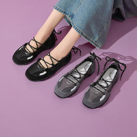 西遇芭蕾德训鞋女新款秋季复古浅口玛丽珍圆头轻便软底运动鞋V1656924