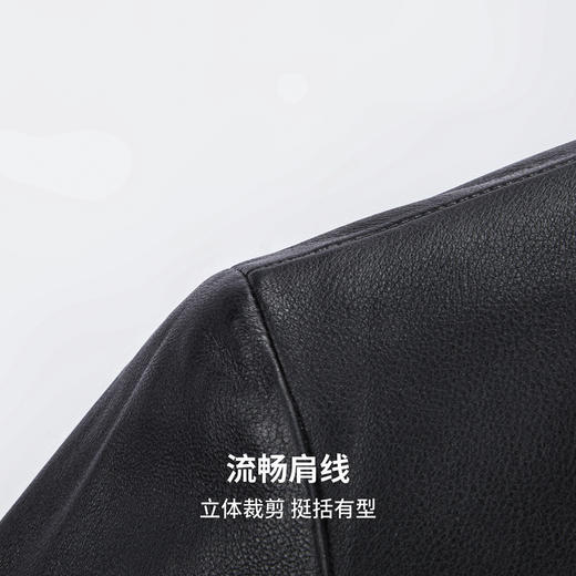 圣得西2025秋新款时尚休闲皮衣外套男商务行政轻奢翻领真皮外套 商品图7