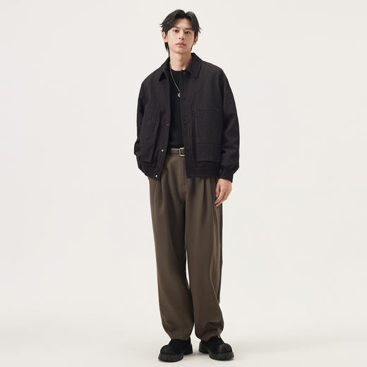 gxg.jeans男装 黑色时尚肌理感翻领宽松夹克外套男生 25年秋热卖 商品图3