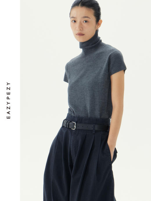 2025AW 精纺羊绒堆堆领短袖套头衫 商品图3