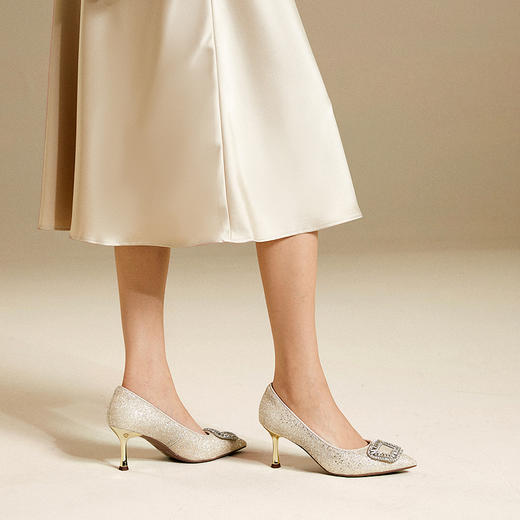 【静音系列】千百度细高跟婚鞋女新娘鞋单鞋A25457757 商品图2