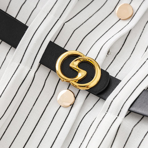 「高货wl」全新升级【铂金会员358/天猫479/差价121】(44909)洛诗琳气质通勤高级感连衣裙2025夏季新款收腰条纹衬衫裙 商品图2