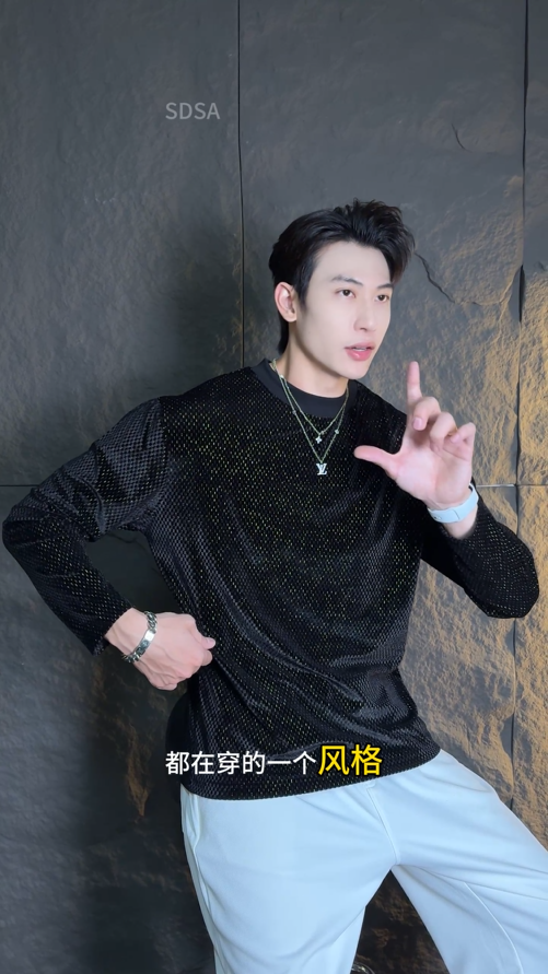 T1680秋冬季新款美式潮牌亮片套头圆领上衣时尚百搭宽松潮流长袖