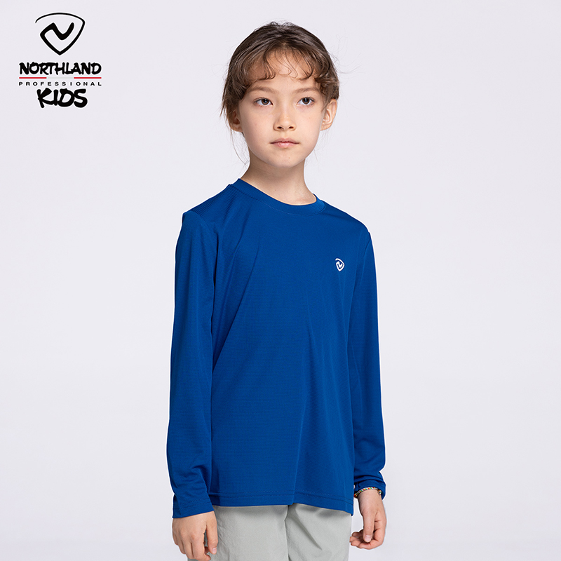 诺诗兰童装长袖T恤，单向导汗科技，高弹贴身不紧绷