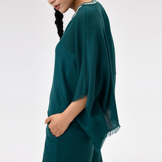 羊绒夹道圆领斗篷式女上衣  SJF97W366A 商品图5