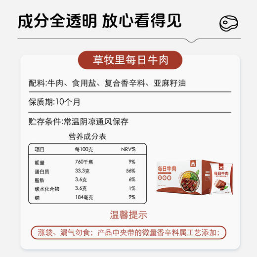 【独立小包】草牧里 每日牛肉 80g*7袋/箱 大块原切牛肉（顺丰发货） 商品图5
