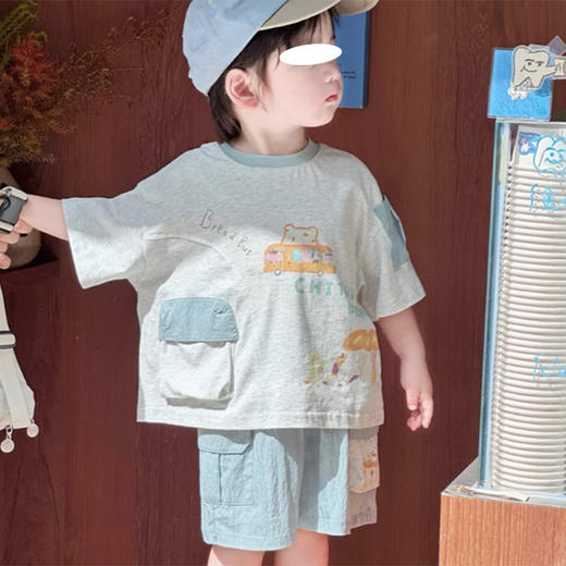 裁缝学苑TQ173圆领T恤松紧腰短裤套装纸样儿童休闲两件套童装样板 商品图1