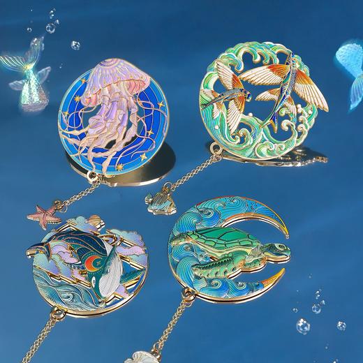 【海洋物语金属冰箱贴&书签】中国风自然博物馆海龟水母磁吸文创纪念品学生礼物 商品图3