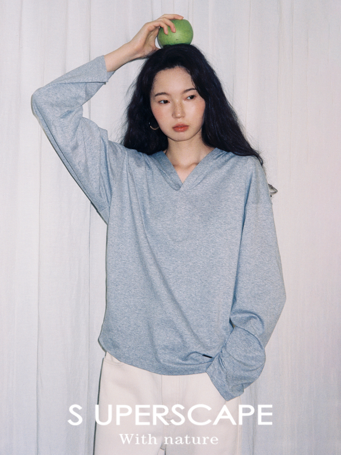 【8/25新品】素舶 优质长绒棉奶油棉柔软亲肤透气细腻纹理v领连帽套头上衣