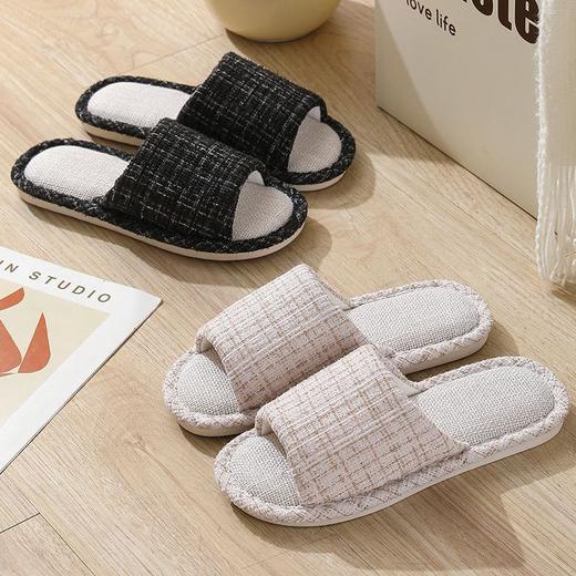 【买一送一】亚麻小香风拖鞋  到手2双 男女情侣居家室内拖鞋 软弹缓震 透气不闷 商品图1