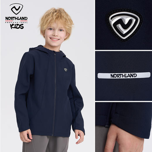 诺诗兰童装单壳冲锋衣，加绒防风防泼水，耐穿抗造，连帽设计舒适保暖 商品图1