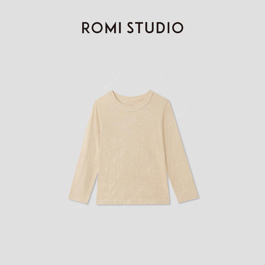 ROMI STUDIO“简约法式”柔软亲肤竹节棉圆领长袖T恤 RWCSSM2090 商品图1