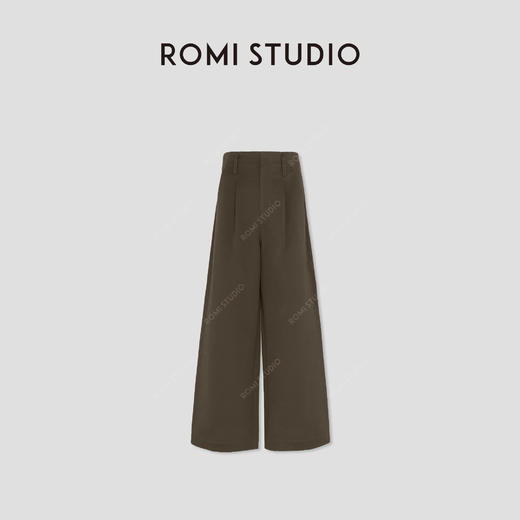 ROMI STUDIO“舒适自然”立体单褶高腰休闲百搭棉质阔腿裤431K2049 商品图0