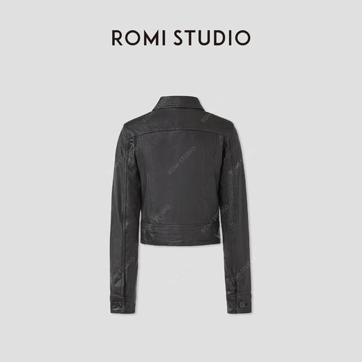 ROMI STUDIO“棕标系列”英国进口小牛皮纽扣夹克短皮衣 RWCSWG2257  商品图1