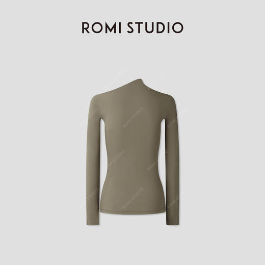 ROMI STUDIO“气质优雅”纺织肌理感不对称斜肩长袖T恤 RWCASG4357  商品图1