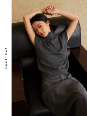 2025AW 精纺羊绒堆堆领短袖套头衫