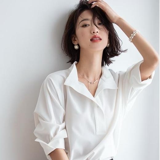 【à perles】翻领利落 抗皱丝光棉衬衣 商品图1