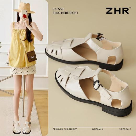 ZHR则则罗马凉鞋女2025新款春夏透气猪笼编织凉鞋包头镂空沙滩鞋 商品图2