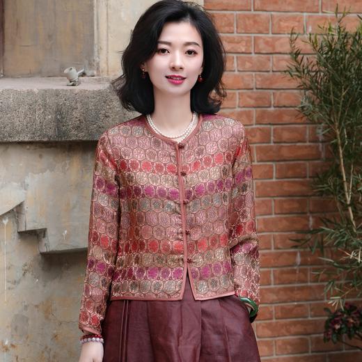 西子/宋锦香云纱桑蚕丝重缎非遗【七彩宝相】两穿唐装外套/TZLL309 商品图0