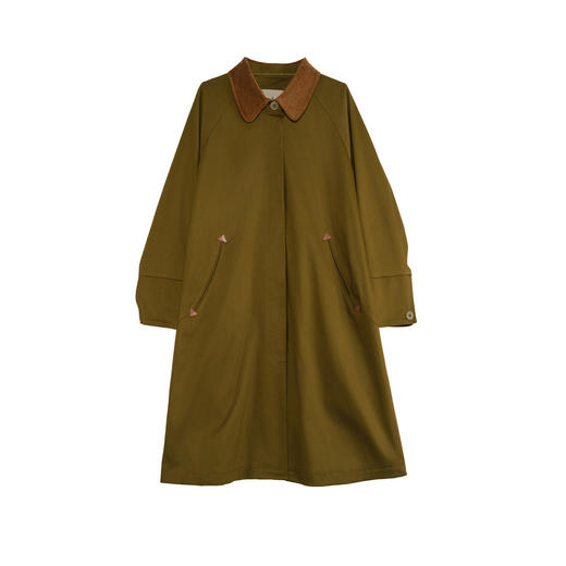 谜底大廓形风衣女士2025秋新款通勤简约领口拼接长外套25CME5007 商品图4