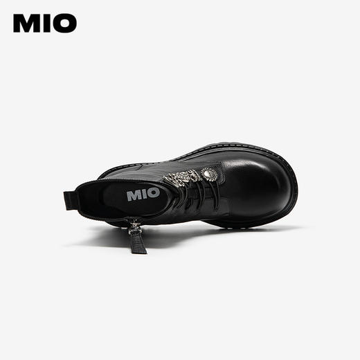 MIO米奥马丁靴中跟圆头厚底增高时装靴潮流饰扣女靴M255652113 商品图3