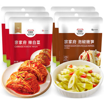 清净园辣白菜40g*3袋+泡椒嫩笋40g*3袋套装韩式风味泡菜下饭菜方便即食 /粮油调味 /调味品 /榨菜/酱腌菜 商品图1