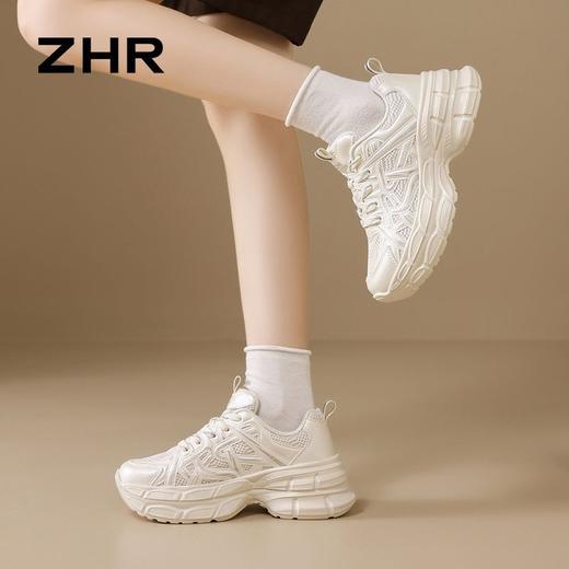 ZHR则则银色厚底增高老爹鞋秋季网面透气运动休闲鞋百搭小白鞋女 商品图5