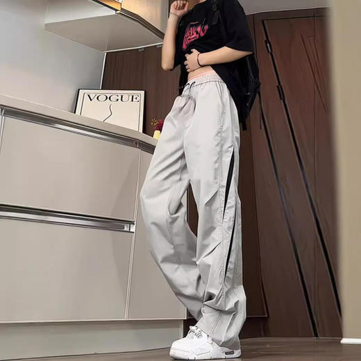 浅灰色速干冲锋裤男款秋季拼接设计感网眼透气裤子美式伞兵工装裤 商品图2