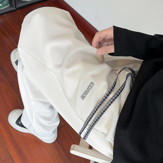 撞色拼接垂感男直筒美式慵懒风运动潮牌阔腿休闲拖地卫裤 商品图2