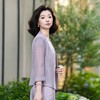 西子【迷雾玫瑰】/醋酸叶脉格绞综立体剪裁薄款气质灰紫色西装外套/WTTJ252 商品缩略图4